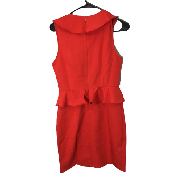 NWT Esley Women's Ruffle Peplum Sheath Mini Dress Size Small Red Sleeveless - Picture 3 of 8